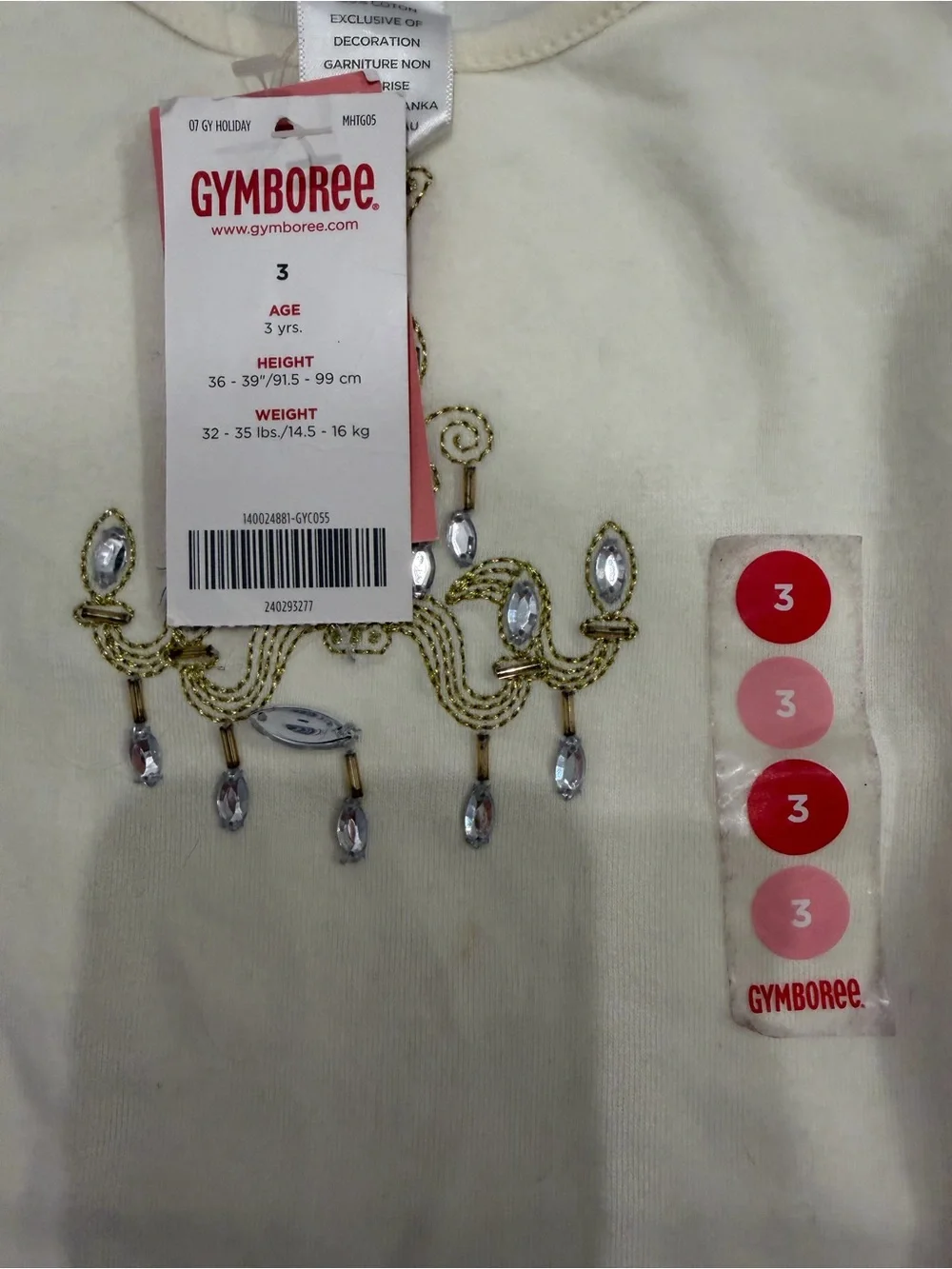 Gymboree Cream Long-Sleeve Girls' Top with Jewel Chandelier